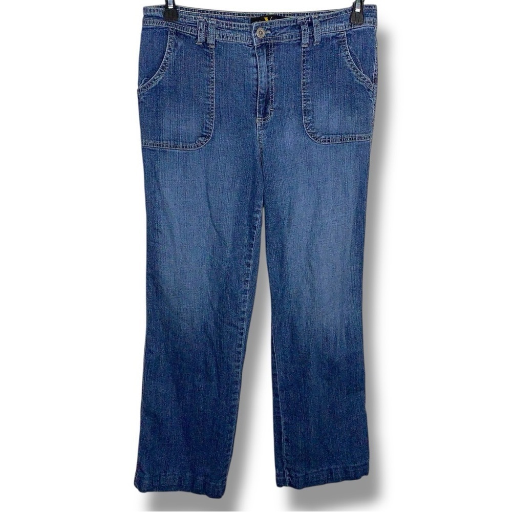 Size 8 Gloria Vanderbilt Blue Denim Jeans Made In Kenya Straight Leg Stretch